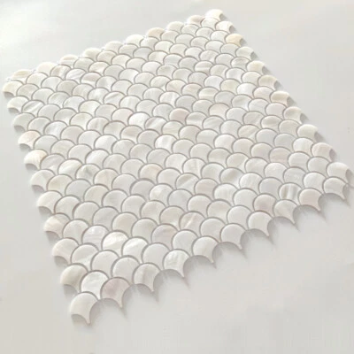 Natural Shell Mosaic Fan-shaped Black Mother of Pearl Backsplash Wall Tiles - Image 1 of 4
