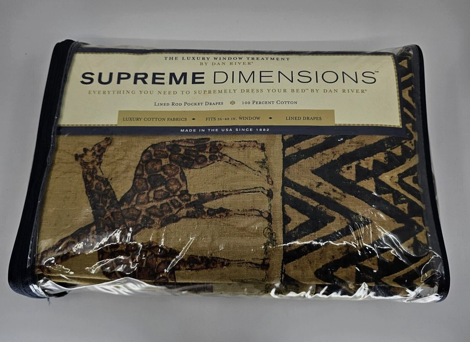 Cortinas vintage cubiertas de ventanas jirafa cortinas africanas hechas en EE. UU. ajuste 36"-48" Foto 1 de 3