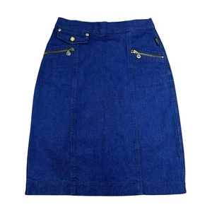 Sonia Rykiel Denim Skirt Sz MEDIUM Knee Length Preppy Academia Grunge Western - Picture 1 of 18