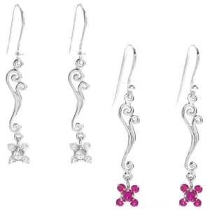 925 Sterling Silber Wirbel & 0,84 Karat CZ Blume hängende Ohrringe - Bild 1 von 9