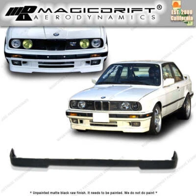 Fits 84-92 BMW E30 3-Series MT Msport Front Bumper Lip Splitter PU Unpainted Foto 1 de 4