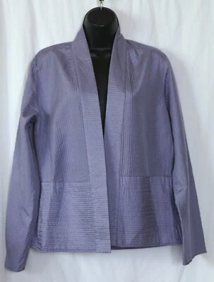 Vintage EILEEN FISHER Quilted Lavender Silk Clsrlss Peplum Jckt  Sz M EXC - Image 1 of 3