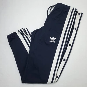 Adidas Break Away Side Snap Warm Up Pants Mens S Tapered Navy Blue Zip-Pockets - Picture 1 of 14