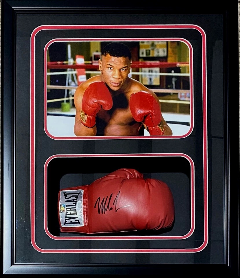 Mike Tyson Signed Red Glove Shadow Box JSA & Tyson Hologram Kid Dynamite - Image 1 of 1