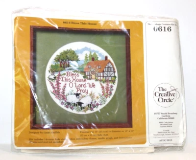 Creative Circle Bless This House Counted Cross Stitch Kit Vintage Embroidery - Image 1 of 4