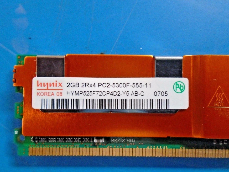 HP 2GB PC2-5300F HP Proliant Server Memory 398707-051 HYMP525F72CP4N3-Y5 HINIX - Image 1 of 1