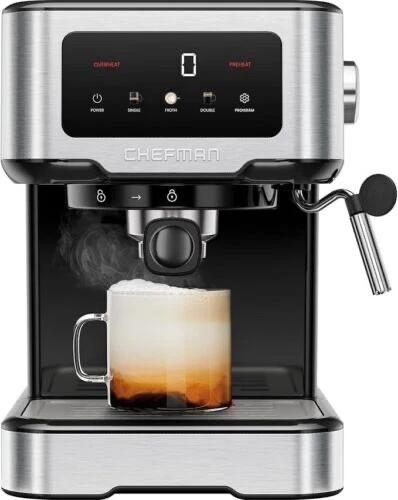Máquina de café espresso Chefman CraftBrew de 15 bares con varilla de vapor y controles táctiles Foto 1 de 1