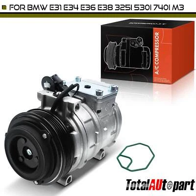 AC Compressor w/ Clutch for BMW 323i 323is 325 325i 325iX 328i 328is 525iT E36 - Image 1 of 4