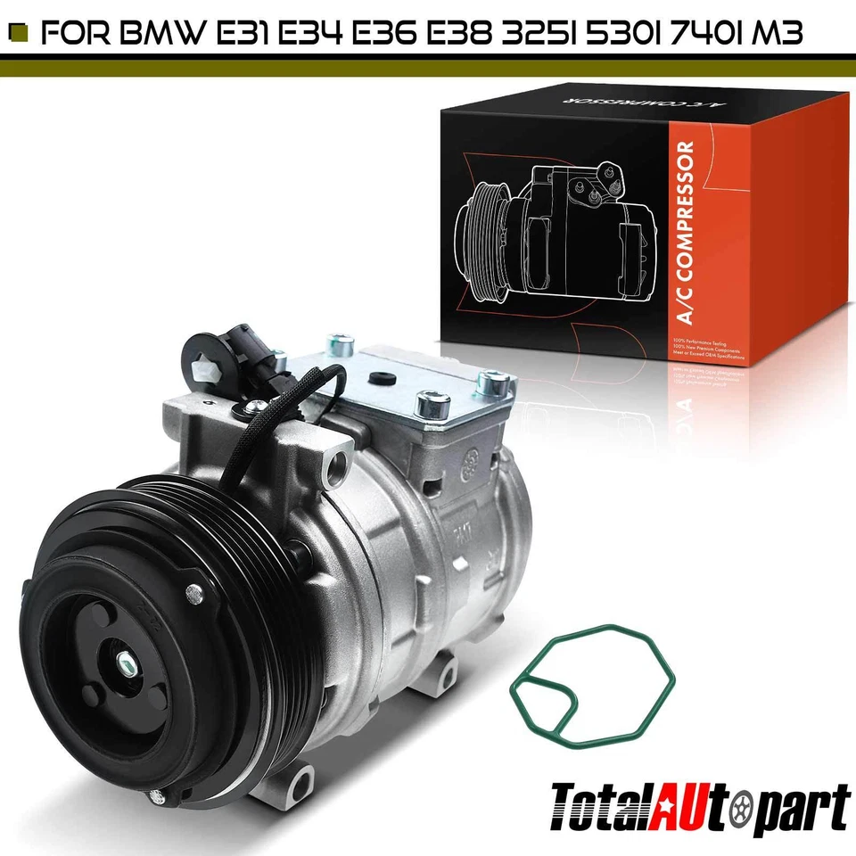 AC Compressor w/ Clutch for BMW 323i 323is 325 325i 325iX 328i 328is 525iT E36 - Image 1 of 4