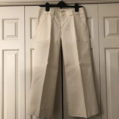 Pantalones anchos Nanette Lepore entrepierna recortada 24” cintura 28” tiro 8,5” crema talla 4  Foto 1 de 4