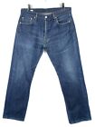 Levis 501 Premium Big E Jeans Mens W34 L29 Button Straight Faded Whiskers