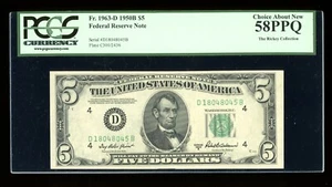 DBR 1950-B $5 FRN Cleveland Fr. 1963-D PCGS 58 PPQ Serial D18048045B - Picture 1 of 2