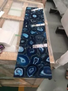 Blue Agate Stone Console & Side End Table Top, Living Room Decor Interior - Picture 1 of 3