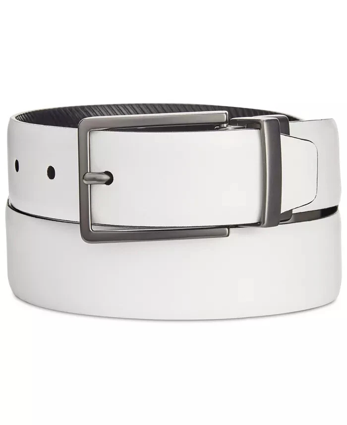 Cinturón de vestir reversible Alfani para hombre, blanco/negro, talla 42 Foto 1 de 1