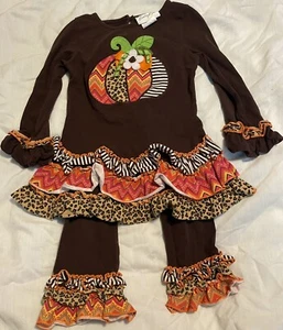 Emily Rose Kürbis 2-teiliges Outfit Mädchen Größe 4 Herbst Erntedank Herbst Spitze - Bild 1 von 13
