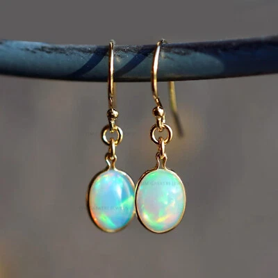 925 Пробы позолоченный подлинный эфиопский опал подвеской серьги ювелирные изделия - Изображение 1 из 4