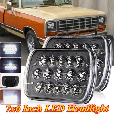 Pair For Dodge D150 D250 D350 Pickup 1981-1993 7x6inch LED Headlights Hi/Lo Beam Foto 1 de 4