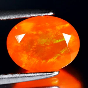 1,14 ct prächtiger Ovalschliff (9 x 7 mm) erhitzter orangefarbener Feueropal loser Edelstein - Bild 1 von 2