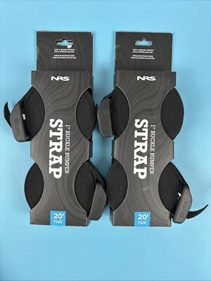 2x NRS Pairs (4 Total) 20ft Heavy Duty 1" Tie-Down Buckle Bumper Straps Black