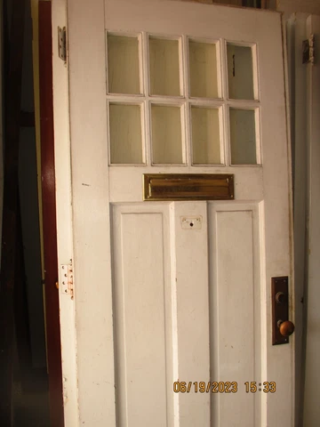 EXTERIOR WOOD DOOR 8 PANES GLASS 2 LONG VERTICAL PANELS  32 X 79  WE SHIP Cover