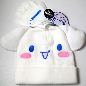 Sanrio Cinnamonroll Hello Kitty Beanie Glove Set White Girls B-Day Gift New - Picture 1 of 6