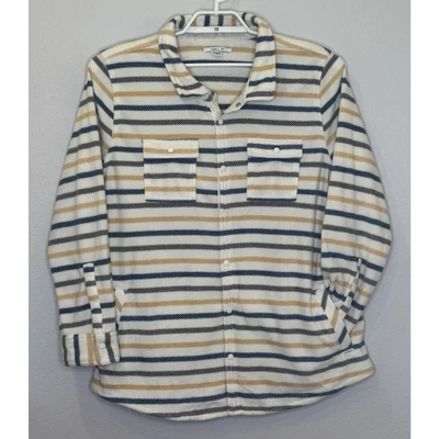 Camisa de lana O'Neil para hombre talla XXL azul amarillo a rayas manga larga bolsillos Foto 1 de 4