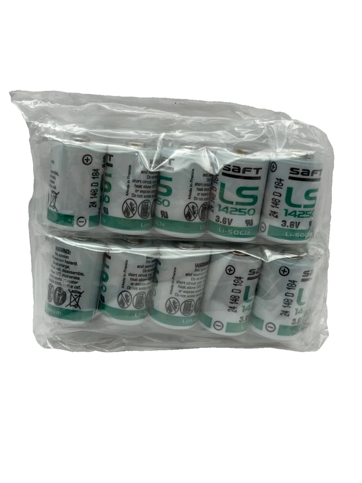 10 Pack, Juice LS 14250 / 1/2AA - Lithium Battery 3.6 Volt 80xW120A2.36-00 - Image 1 of 1