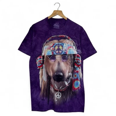 T-shirt The Mountain anni 2000 oversize viola hippie cane stampa grafica taglia media - Immagine 1 di 4