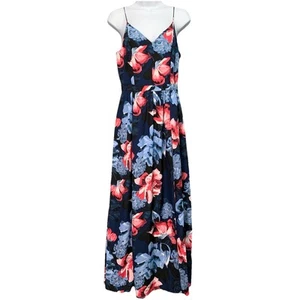 1.State Womens Maxi Sun Dress Size S Blue Dark Floral Tropical Beach Vacation - Picture 1 of 11