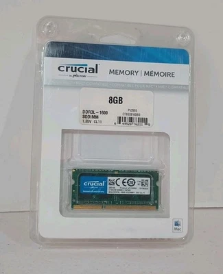 Crucial 8gb laptop sodimm PC3-12800 1600MHz 2Rx8 DDR3 DDR3L So-dimm 1.35V CL11 - Image 1 of 4