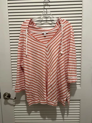 Sudadera con Capucha Tribal 2X Salmón Rayas Top Ligera Costa Playa Adelgazante Algodón Foto 1 de 4