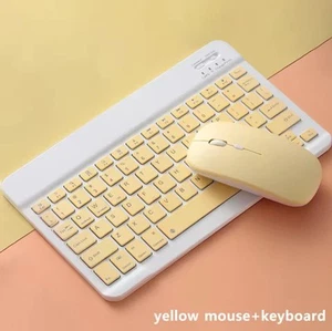 Bluetooth Keyboard Mouse Combo🔥Wireless for iPad Tablet Android PC Phone-YELLOW - Picture 1 of 5