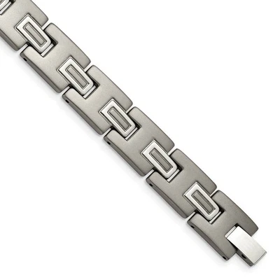 11mm Multi-Finish Titanium Satin Link Bracelet - 8.75 Inch - Image 1 of 4