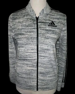 Adidas Girls XL 16 Full Zip  Jacket Velour Gray & Black Logo Athletic Cozycore - Picture 1 of 6