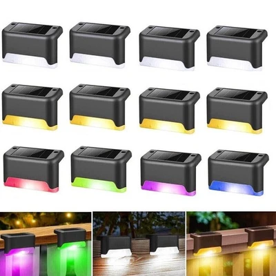 4Pcs LED Solar Fence Lights Outdoor Garden Yard Waterproof Stairs Step Deck Lamp - Image 1 of 4