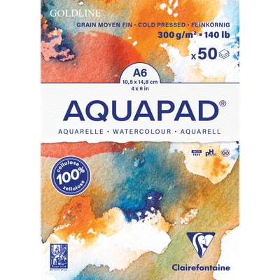 Clairefontaine 3x Aquapad Goldline, Aquarellblock A6, 50 Blatt naturweiß 975620C - Bild 1 von 4