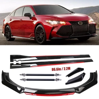 For Toyota Avalon Front Bumper Lip Spoiler Splitter Glossy Black +Red Body Kit - Изображение 1 из 4