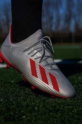 Красные футбольные бутсы Adidas X 19.2 FG серебристые высокого разрешения размер 9 F35386 - Изображение 1 из 4