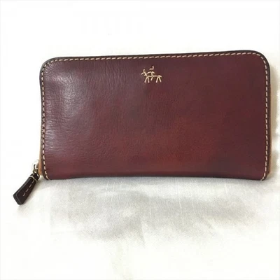 Used Henry Cuir Poker King Leather Round Fastener Long Wallet Deep Red - Image 1 of 4