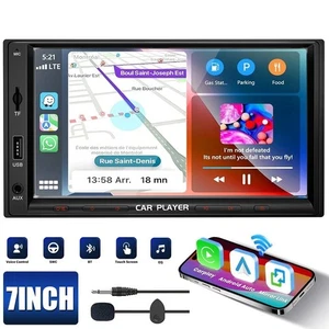 Double Din 7” Car Stereo Bluetooth AUX Car Radio Apple CarPlay Android Auto GPS - Picture 1 of 13