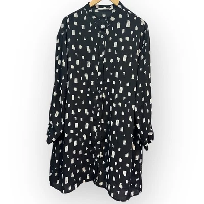 Ellison Black Abstract Print Long Sleeve Midi Dress Size Medium Career Office - Image 1 of 4