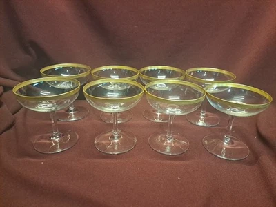 Vintage Crystal Lenox Champagne Coupe Glasses With Gold Encrusted Rim - Set of 8 - Image 1 of 4