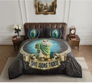 SAINT JUDE THADDEUS BLANKET WITH SHERPA SOFTY THICK & WARM 3 PCS QUEEN SIZE - Picture 1 of 1
