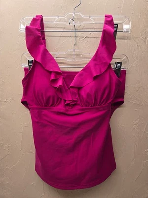 DKNY 泳装/坦基尼/垫上衣/2 件/洋红色/尺寸 XS — 第 1/4 张图片