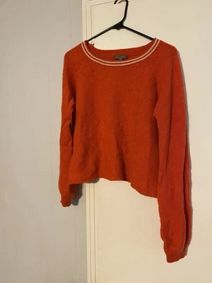 Suéter para mujer Lilla P 100 % cachemir manga larga tejido naranja quemado grande Foto 1 de 4