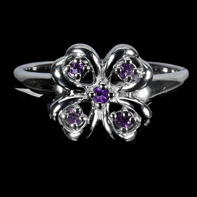 Anillo de plata de ley 925 redondo amatista 2 mm piedras preciosas naturales joyería tamaño 7 Foto 1 de 4