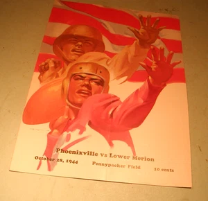 1944 Phonixville vs Lower Merion High School Football Programm 28. Oktober - Bild 1 von 2