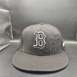 Boston Red Sox Cap Hat Black 7 3/8" Fitted 59FIFTY New Era Embroidered - Picture 1 of 6