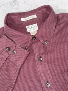 LL Bean Shirt Mens 2XL Tall Red Houndstooth Wrinkle Free Button Down - Picture 1 of 7
