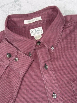 LL Bean Shirt Mens 2XL Tall Red Houndstooth Wrinkle Free Button Down - Image 1 of 4